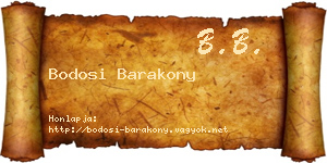 Bodosi Barakony névjegykártya